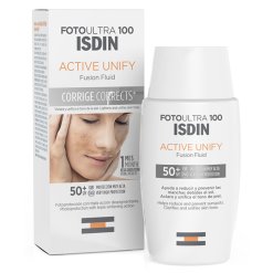 Isdin Fotoultra 100 Active Unify - Crema Solare Viso Schiarente con Protezione Molto Alta SPF 50+ - 50 ml