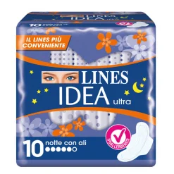 Lines Idea Ultra Notte Assorbenti con Ali 10 Pezzi