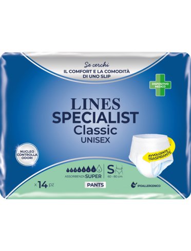 Lines specialist classic pannolone per incontinenza 60x80cm 14 pezzi