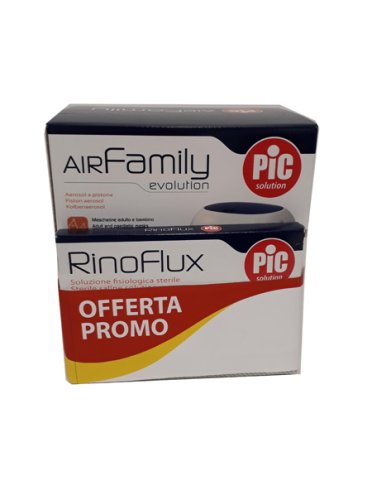 Bundle promo con aerosol air family evo + rinoflux 2ml 20pz+ rinoflux 5ml 20pz