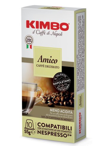 Kimbo amico caffè decerato capsule compatibili nespresso 10 pezzi
