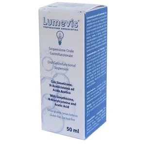 LUMEVIS SOSPENSIONE ORALE MONOUSO A BASE DI SIMETICONE N-ACETILCISTEINA E ACIDO ACETICO DA UTILIZZARE IN PREPARAZIONE DIESAMI CLINICI AMBITO GASTROSCOPICO 50 ML