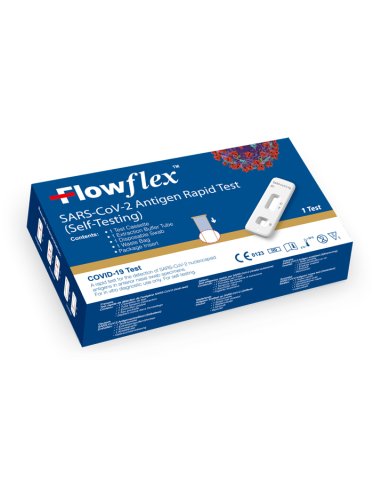 Test antigenico rapido covid-19 flowflex autodiagnostico determinazione qualitativa antigeni sars-cov-2 in tamponi nasali mediante immunocromatografia provetta con alluminio