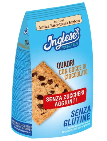 Inglese biscotti quadri con gocce di cioccolato senza zuccheri aggiunti 300 g Inglese biscotti quadri con gocce di cioccolato senza zuccheri aggiunti 300 g