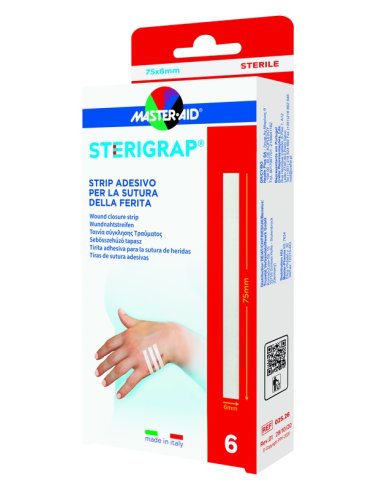 Master-aid sterigrap strip adesivo sutura ferite 75x6 mm 6 pezzi