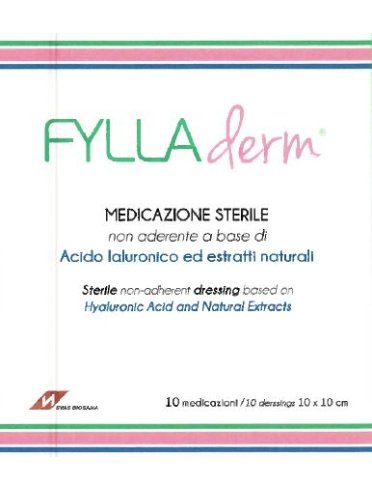 Medicazione non aderente fylladerm a base di acido ialuronico 10 x 10 cm 10 buste