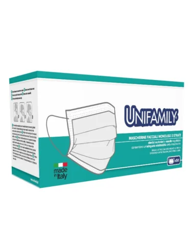 Unifamily mascherina chirurgica tipo ii rossa 50 pezzi