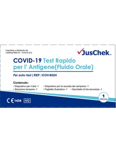 Test antigenico rapido covid-19 juschek autodiagnostico determinazione qualitativa antigeni sars-cov-2 in campioni salivari mediante immunocromatografia