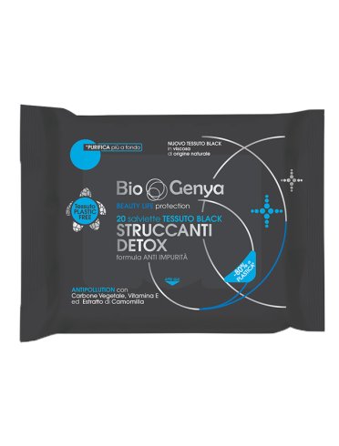 Biogenya beauty life protection 20 salviette tessuto black struccanti detox