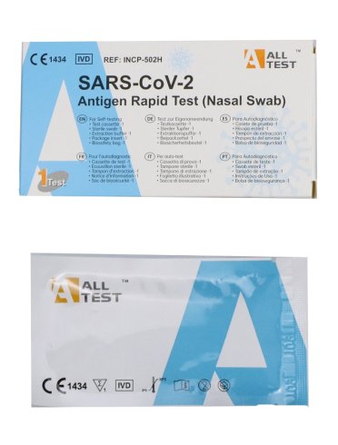 Test antigenico rapido covid-19 alltest autodiagnostico determinazione qualitativa antigeni sars-cov-2 in tamponi nasalimediante immunocromatografia