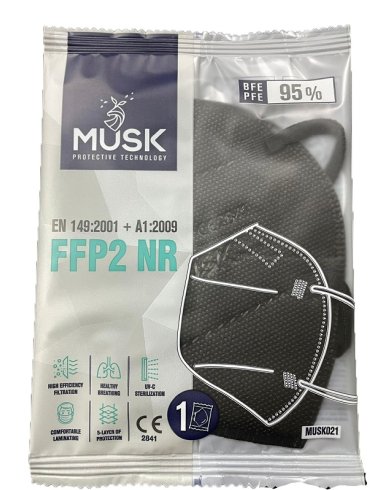 Musk mascherina ffp2 musk021 black 10 pezzi
