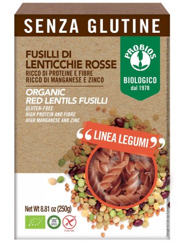 Specialita' 100% legumi fusilli lenticchie rosse 250 g