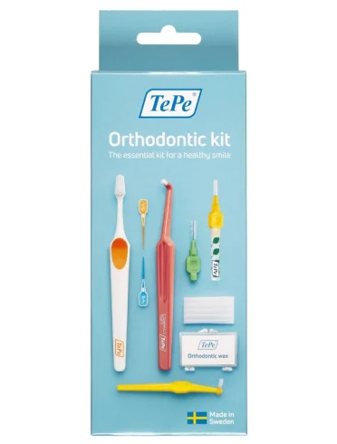 Tepe orthodontic kit 1 spazzolino supreme compact + 1 spazzolino compact tuft + 2 scovolini + 1 tepe angle + 2 tepe easypick xs/s + 2 tepe easypick m/l + 1 orthodontic wax Tepe orthodontic kit 1 spazzolino supreme compact + 1 spazzolino compact tuft + 2 scovolini + 1 tepe angle + 2 tepe easypick xs/s + 2 tepe easypick m/l + 1 orthodontic wax