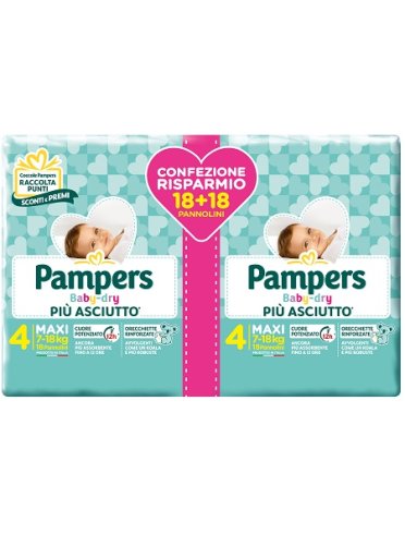 Pampers baby dry pannolini duo downcount maxi 36 pezzi