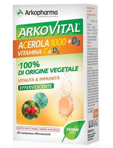 Arkovital acerola 1000+d3 vitamina c&d3 20 compresse effervescenti