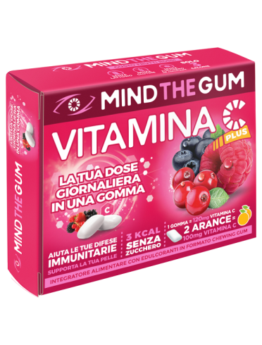 Mind the gum vitamina c frutti rossi 18 gomme confettate senza zucchero