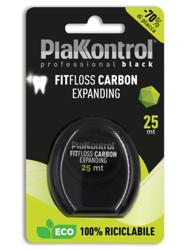 Plakkontrol professional black fitfloss carbon expanding filo interdentale 25 metri fresh mint