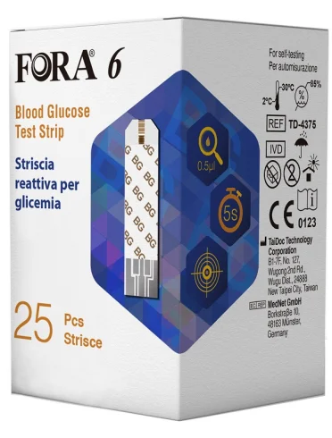 Strisce reattive rilevamento glicemia fora 6 connect box da25 pezzi Strisce reattive rilevamento glicemia fora 6 connect box da25 pezzi