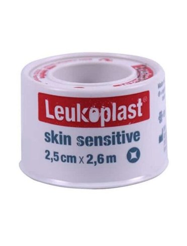Leukoplast skin sensitive cerotto su rocchetto con massa adesiva in silicone m2,6 x 2,5cm 12 pezzi
