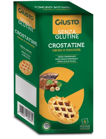 Giusto senza glutine crostatina cacao nocciole 4 pezzi da 45g Giusto senza glutine crostatina cacao nocciole 4 pezzi da 45g