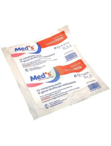 Garza compressa idrofila meds farmatexa 12/8 20x20cm 25 pezzi Garza compressa idrofila meds farmatexa 12/8 20x20cm 25 pezzi