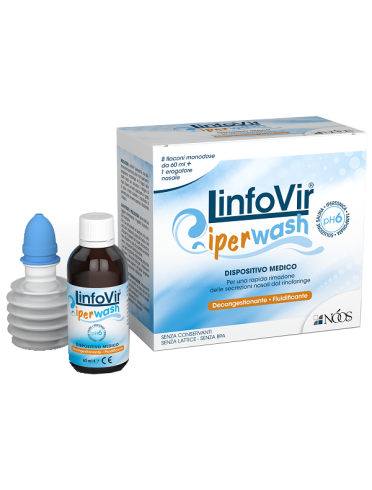 Linfowir iperwash soluzione salina ipertonica 8 flaconi con erogatore