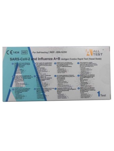 Test antigenico rapido covid-19 alltest autodiagnostico determinazione qualitativa antigeni sars-cov-2 e influenza a+b in tamponi nasali mediante immunocromatografia