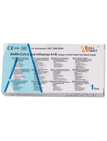 Test antigenico rapido covid-19 alltest autodiagnostico determinazione qualitativa antigeni sars-cov-2 e influenza a+b in tamponi nasali mediante immunocromatografia