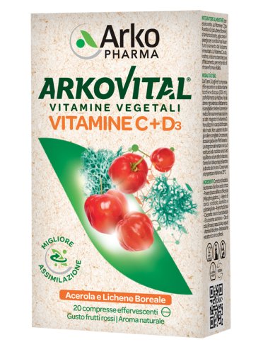 Arkovital vitamine c+d3 20 compresse effervescenti gusto frutti rossi