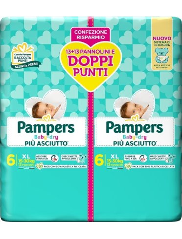 Pampers baby dry pannolino duo downcount xl 26 pezzi