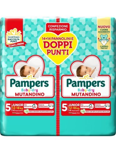 Pampers baby dry pannolino mutandina junior duo downcount 28pezzi