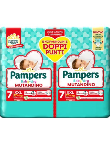 Pampers baby dry pannolino mutandina duo downcount xxl 26 pezzi