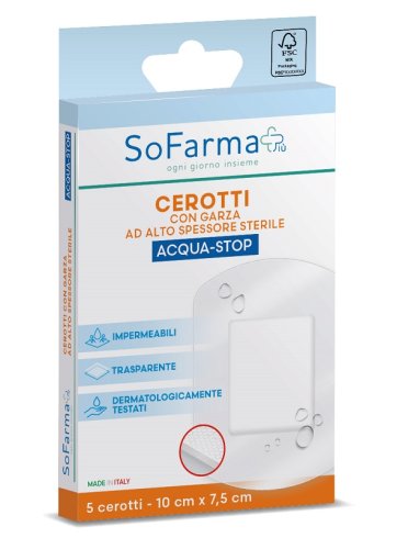 Cerotto acquastop sofarmapiu' 10x7,5 cm 5 pezzi