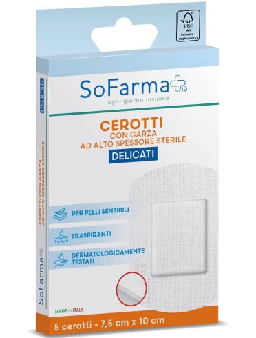 Cerotto delicato sofarmapiu' 7,5x10 cm 5 pezzi