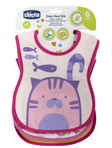 Chicco bavagline pappa bambina 6m+ 3 pezzi Chicco bavagline pappa bambina 6m+ 3 pezzi