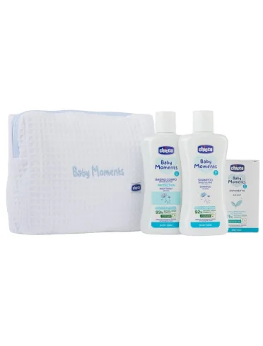 Chicco baby moments beauty bag zip azzurro bagnoschiuma pelli delicate 200 ml + shampoo pelli delicate 200 ml + sapone solito pelli delicate 100 g Chicco baby moments beauty bag zip azzurro bagnoschiuma pelli delicate 200 ml + shampoo pelli delicate 200 ml + sapone solito pelli delicate 100 g
