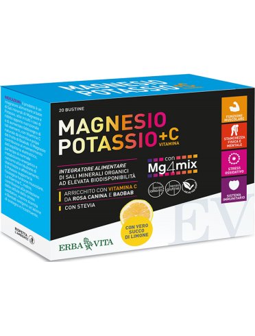 Magnesio potassio +c vitamina gusto limone 20 bustine da 3,8g