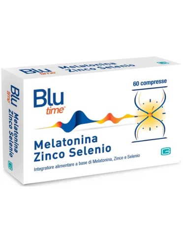 Blu time melatonina zinco selenio integratore rilassante 60 compresse Blu time melatonina zinco selenio integratore rilassante 60 compresse