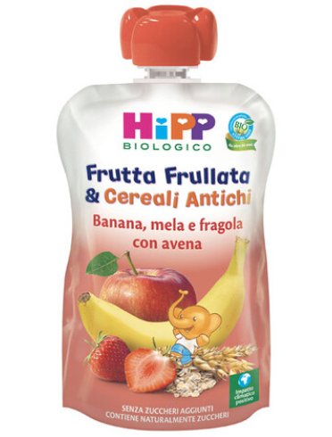 Hipp bio frutta frullata&cereali antichi banana mela fragolaavena 90 g