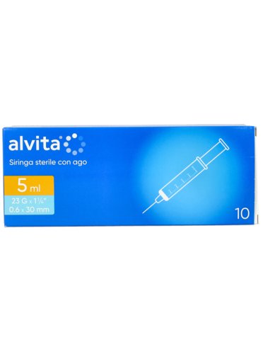 Alvita siringa 5 ml 23 gauge 10 pezzi Alvita siringa 5 ml 23 gauge 10 pezzi
