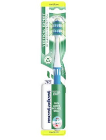 Mentadent spazzolino vertical expert denti guance