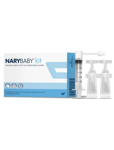 Nary baby kit soluzione salina ipertonica al 3% nebulizzatore nasale + 20 fialoidi Nary baby kit soluzione salina ipertonica al 3% nebulizzatore nasale + 20 fialoidi