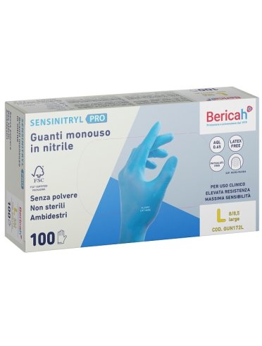 Guanto monouso sensinitryl pro in nitrile large 100 pezzi