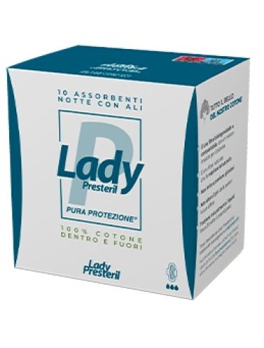 Lady presteril assorbenti notte con ali ripiegati biodegradabili 10 pezzi