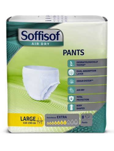 Pannolone per incontinenza soffisof air dry pants extra large 8 pezzi