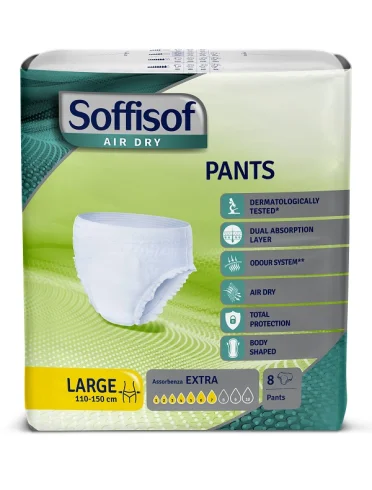 Pannolone per incontinenza soffisof air dry pants extra large 8 pezzi Pannolone per incontinenza soffisof air dry pants extra large 8 pezzi