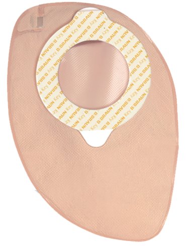 Sacca colostomia a due pezzi aggancio adesivo con gui di sicurezza fondo chiuso diametro 60mm capacita' 350ml colore beige 30 pezzi flexima key