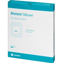 MEDICAZIONE IN SCHIUMA DI POLIURETANO BIATAIN BORDO ADESIVOIN SILICONE 15X15 CM 5 PEZZI