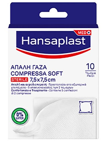 Garza compressa hansaplast soft sterile 7,5x7,5 10 pezzi