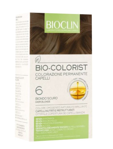 Bioclin bio color fast&perfection 6,0 biondo scuro crema colorante 60 ml + rivelatore in crema 60 ml + bio color shampoo10 ml + bio color maschera 10 ml